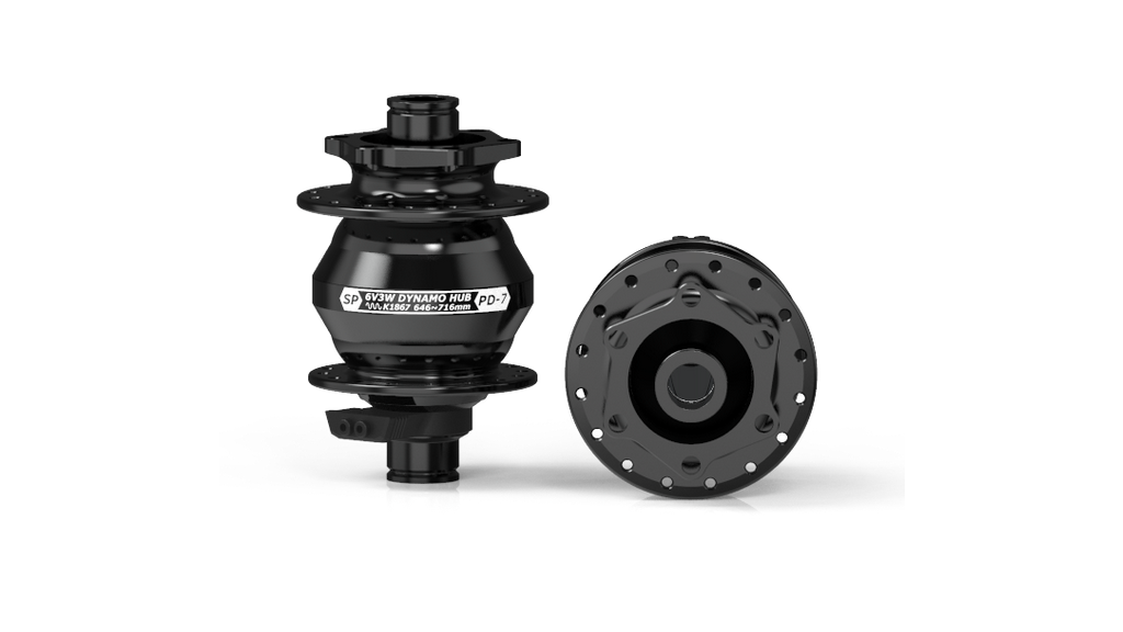 Moyeu PD7, noir, 24 trous, disque 6 trous, axe 12mm x 100