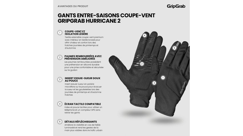 Gants Longs Mi-Saison Hurricane II Coupe-vent - 1079