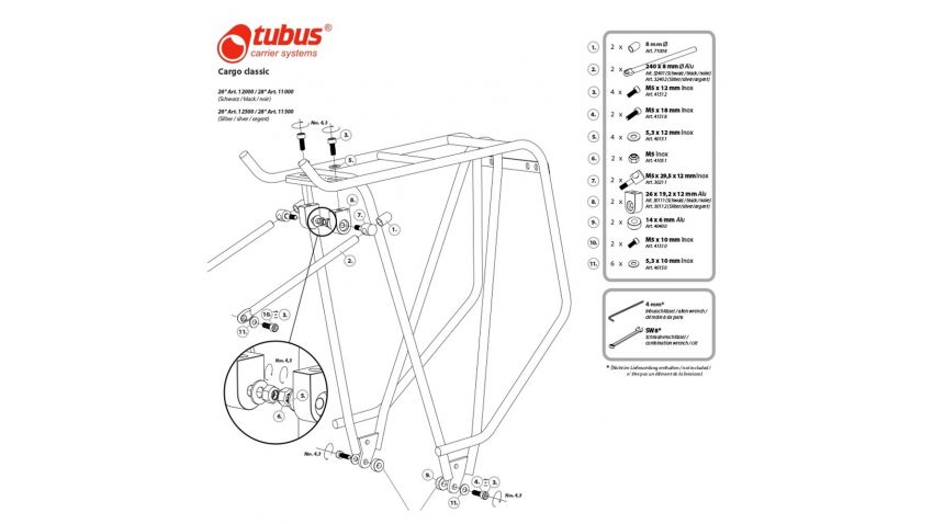 Tubus Porte-bagages arrière Cargo 28, noir