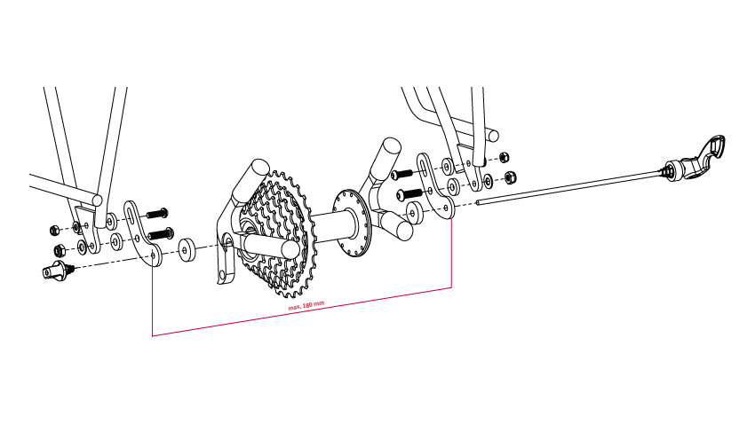 Adaptateur arrière de fixation sur cadre avec axe rapide