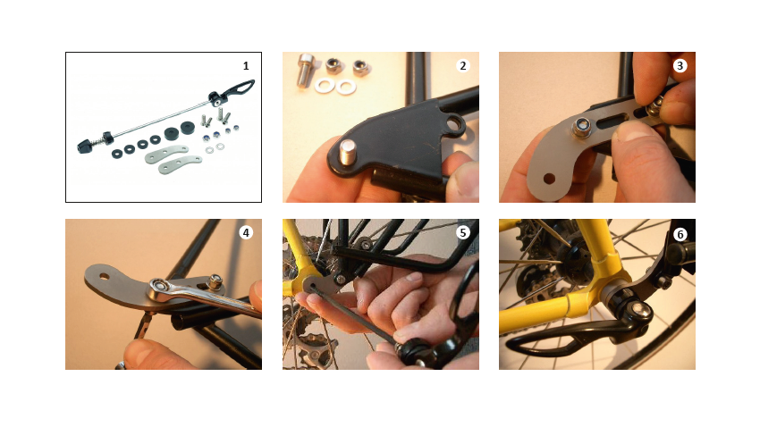 Adaptateur arrière de fixation sur cadre avec axe rapide