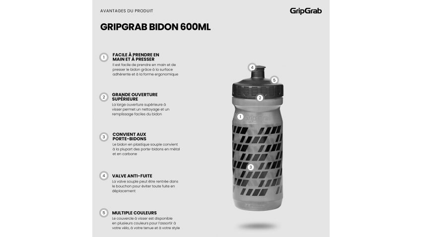 Drinking Bottle, Small,  600 ml - Gris