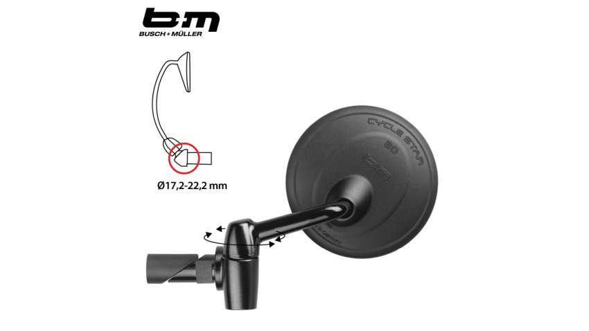 Rétroviseur VAE Cycle Star 80mm fixation embout guidon - Busch&Muller