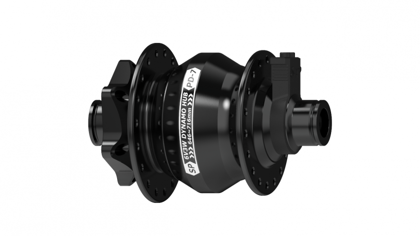 Moyeu PD7, noir, 28 trous, disque 6 trous, axe 12mm x 100