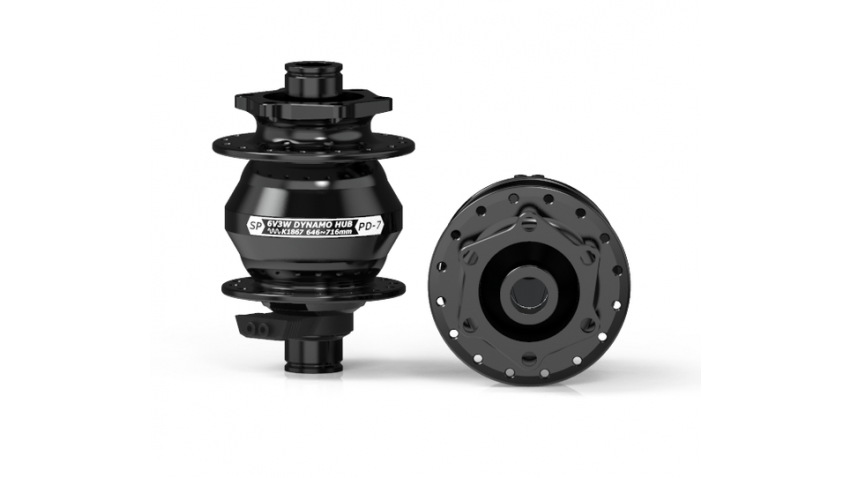 Moyeu PD7, noir, 32 trous, disque 6 trous, axe 12mm x 100