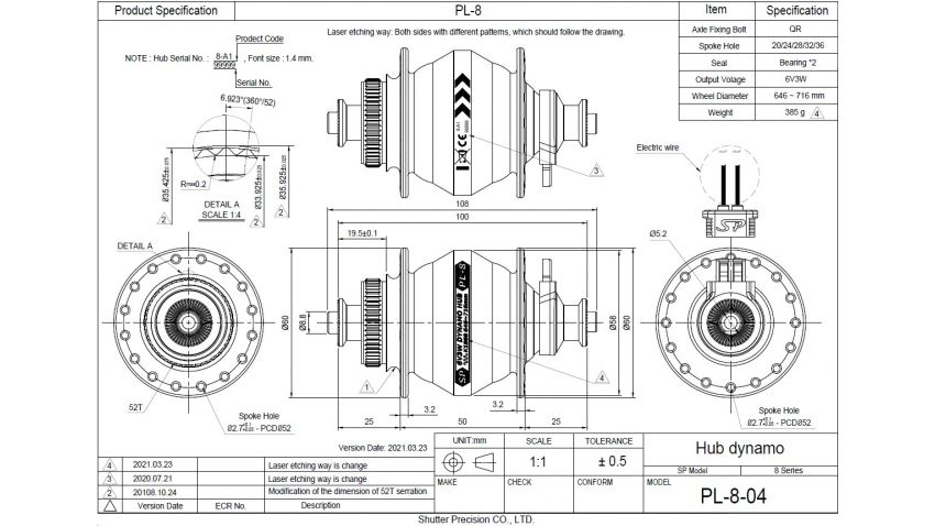 Moyeu PL8, noir, 32 trous, disque centerlock