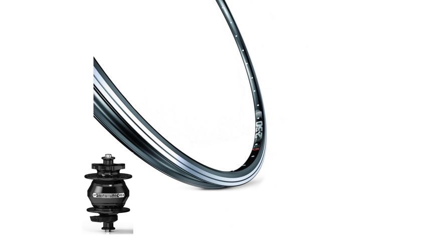 Roue dynamo avant 700'' jante M260 moyeu PD8 32 trous - disque 6 trous