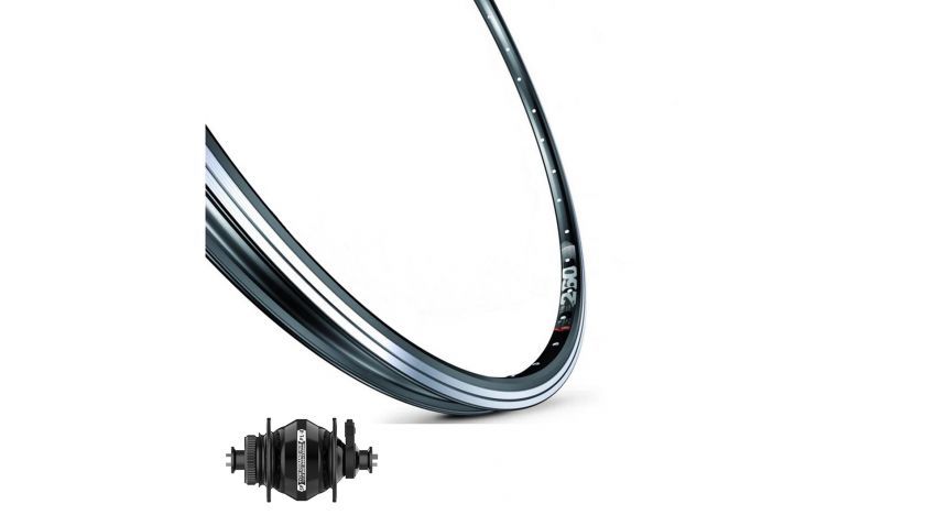 Roue dynamo avant 700'' jante M260 moyeu PL8 36 trous-centerlock