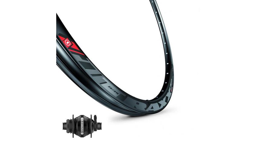 Roue dynamo avant 27,5'' jante Traxx moyeu PL7 32 trous-centerlock